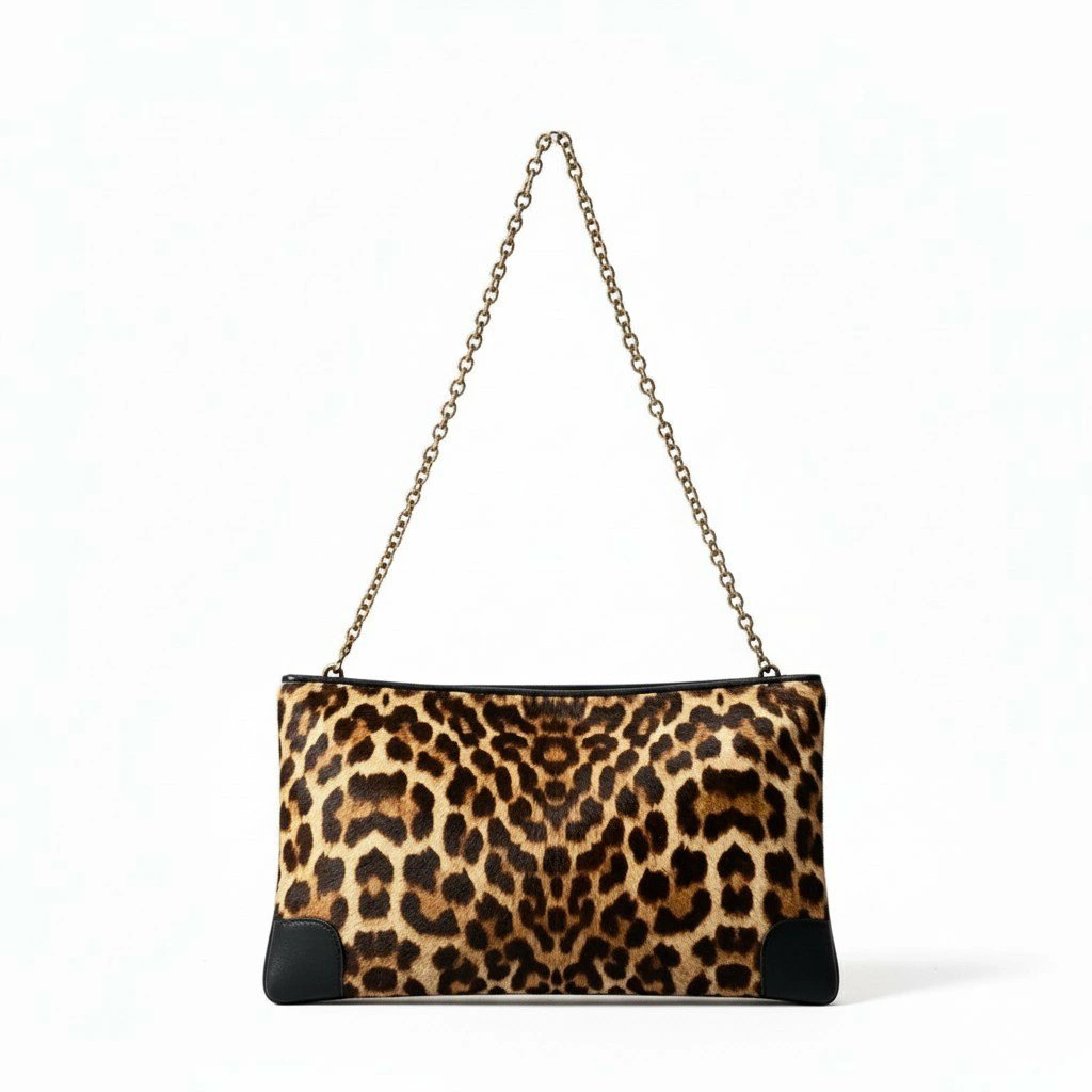 Christian Louboutin Cowhair Pony Hair Leopard Chain Shoulder Bag Ta1 Used