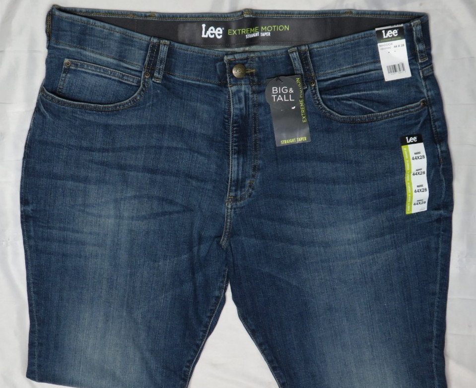 LEE MADDOX BLUE JEANS 48×28 STRAIGHT TAPERED STRETCH BIG & TALL DENIM NWT NEW