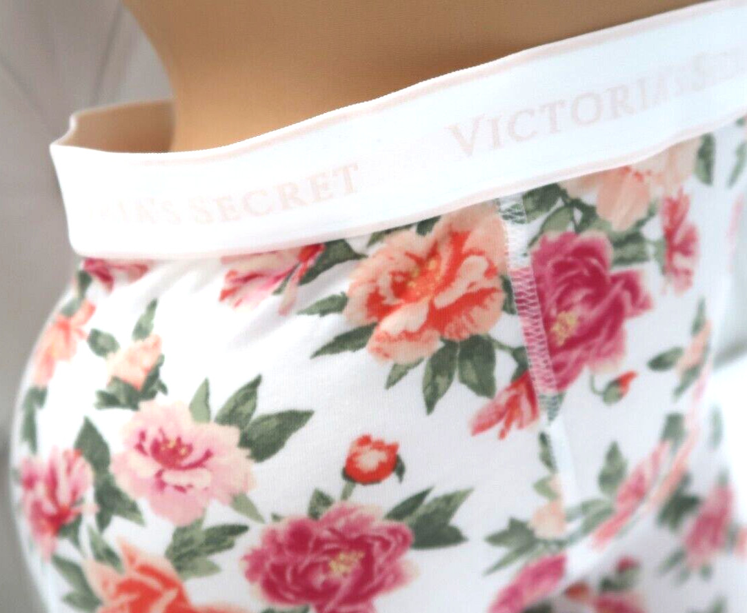 Victoria’s Secret Logo Cotton/Modal Boxer Brief Panty White Floral M L XL XXL