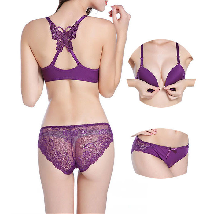 Sexy Racer Back Front Closure Bra Set Plunge Lingerie Size 32-38AB Bra + Panties