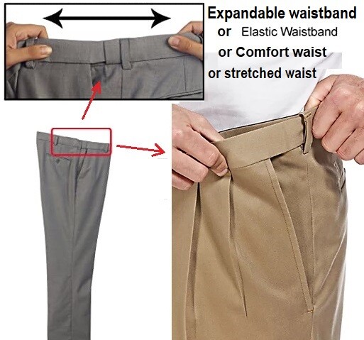 48×28 Khakis Taupe Brown Comfort Expandable Stretched Elastic Waist Men Pants