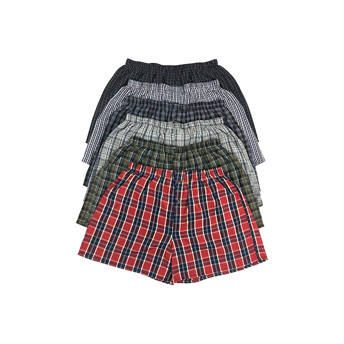 3-12 pack Men’s Checker Plaid Shorts Assorted Cotton Boxers Trunks Underwear