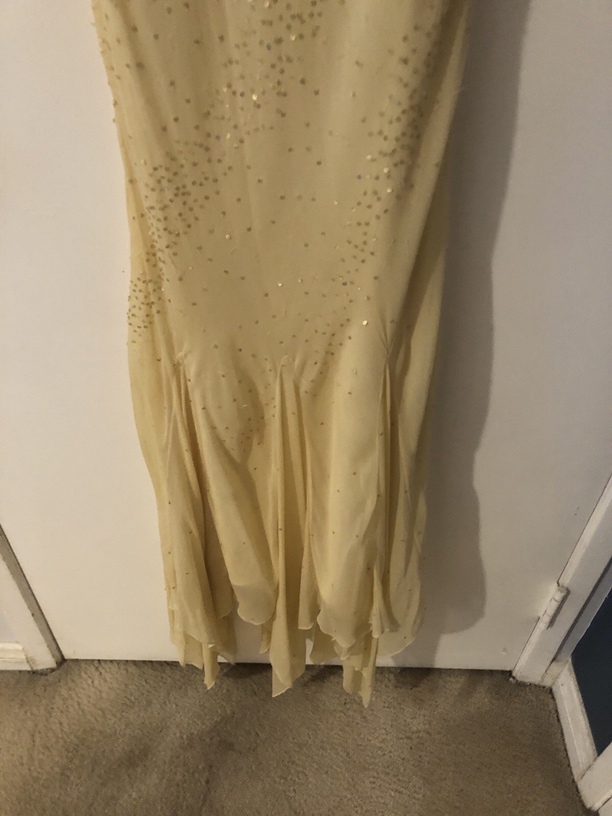 Vintage Laundry by Shelli Segal Silk Butter Yellow Midi Dress Size 10 Y2K Fairy