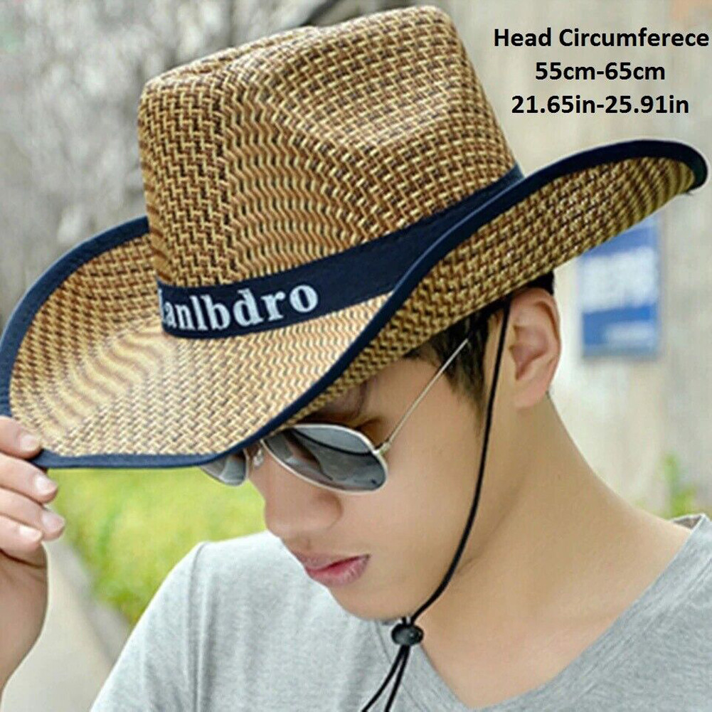 US 1-2 Pack Men Women Straw Cowboy Hat Summer Beach Panama Fedora Sun Wide Brim