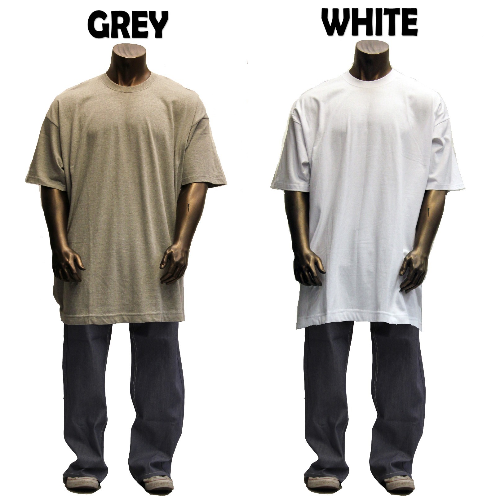 Big and Tall TEE Men Heavy Weight Plain S/S T-shirts Crew Neck Solid 2 pack