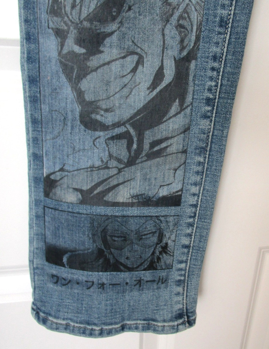 Levis 505 Hero Academia Graphic Print Straight Leg Custom Denim Jeans Women Sz 4