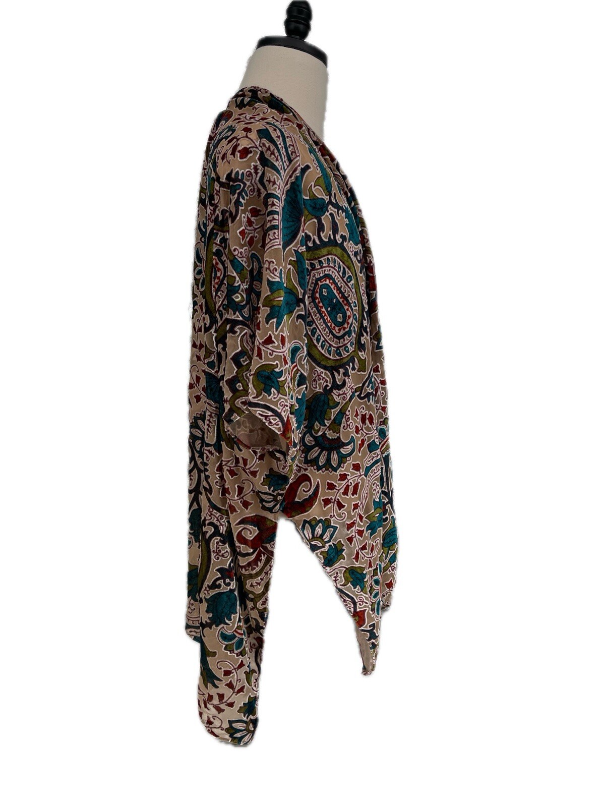 Sterling & Stitch Womens Jewel Tone Paisley Velvet Burnout Kimono Boho OS