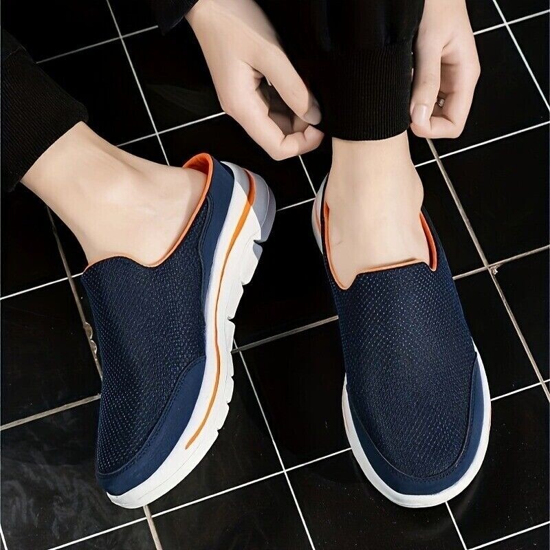 Men’s Slip-on Mules Half Sneakers Casual Walking Shoes Outdoor Backless Sneakers