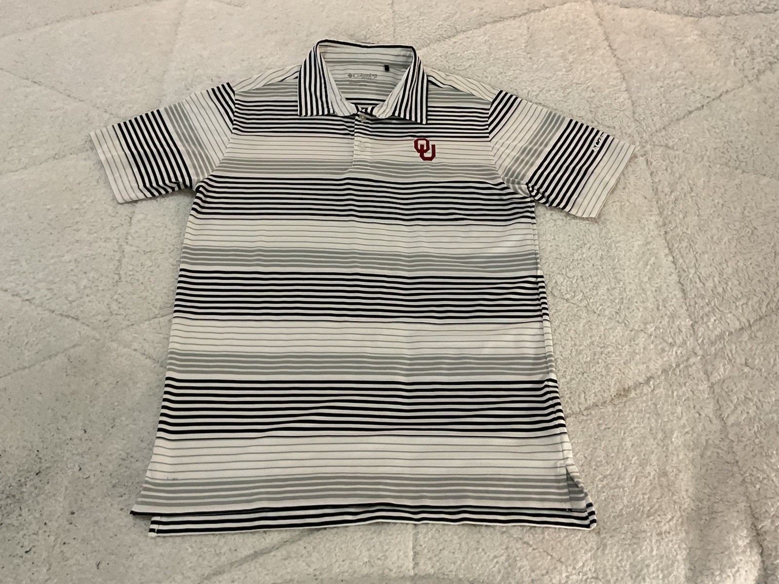 Columbia OU Oklahoma Sooners Mens Medium White Striped S/S Stretch