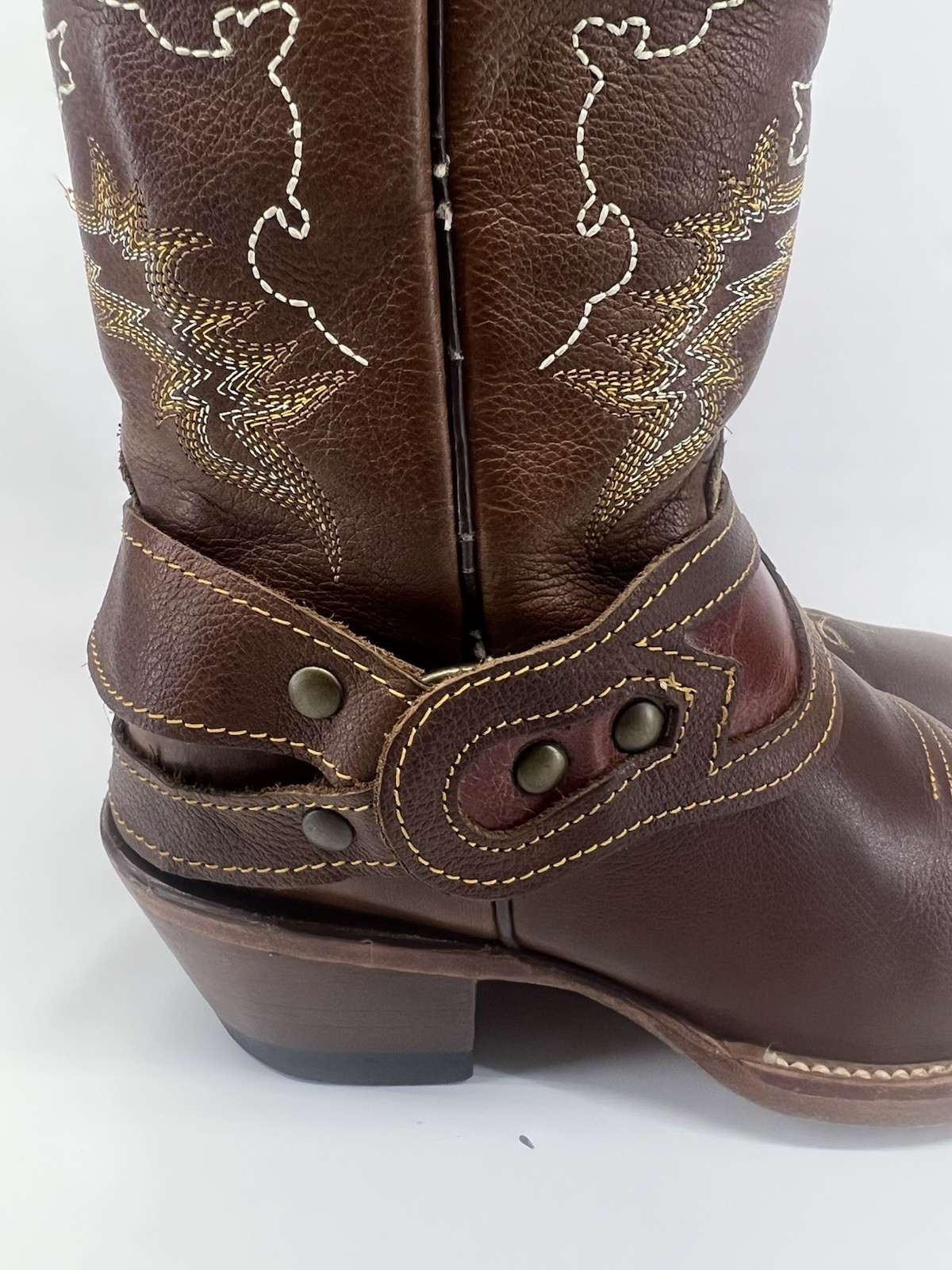 Reyme Western boots Women size 7.5US 24.5 MX square toe with Spur strap Made MEX
