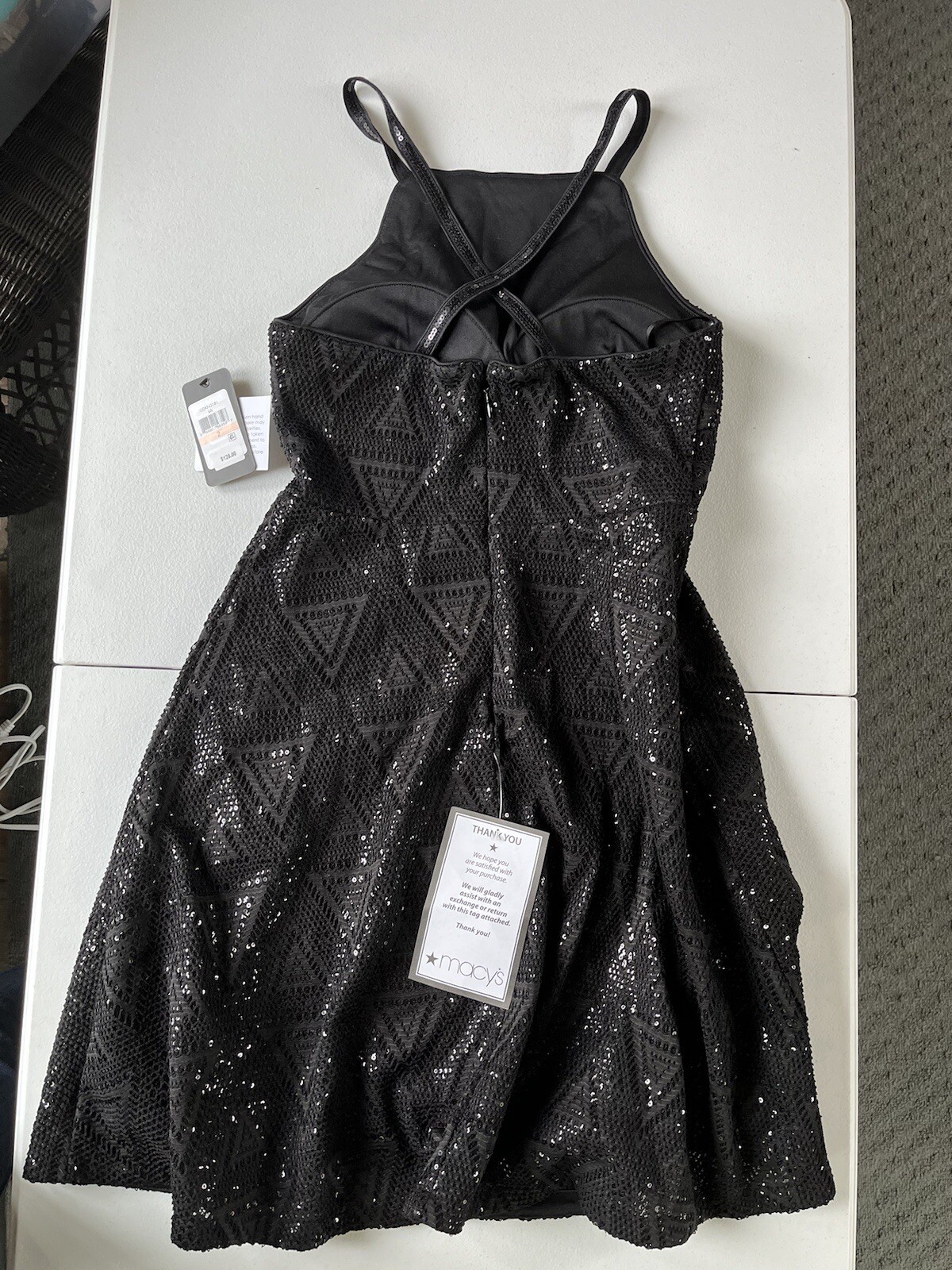 NWT Guess Women’s Black Sequins Halter Cross-back Cocktail Party Dress Sz 2