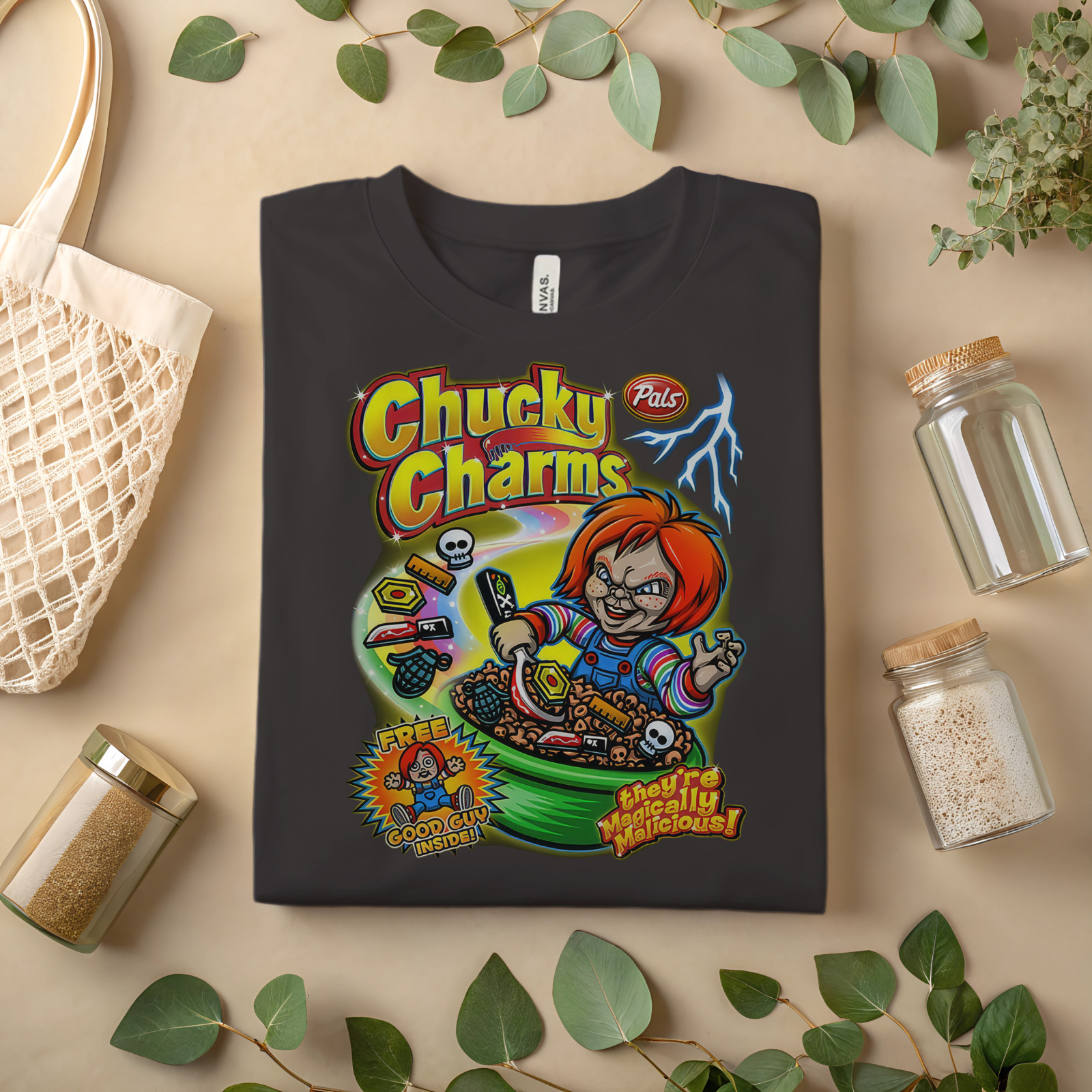 Chucky Charms Horror Cereal Parody T-Shirt – Funny Scary Movie Graphic Tee A101