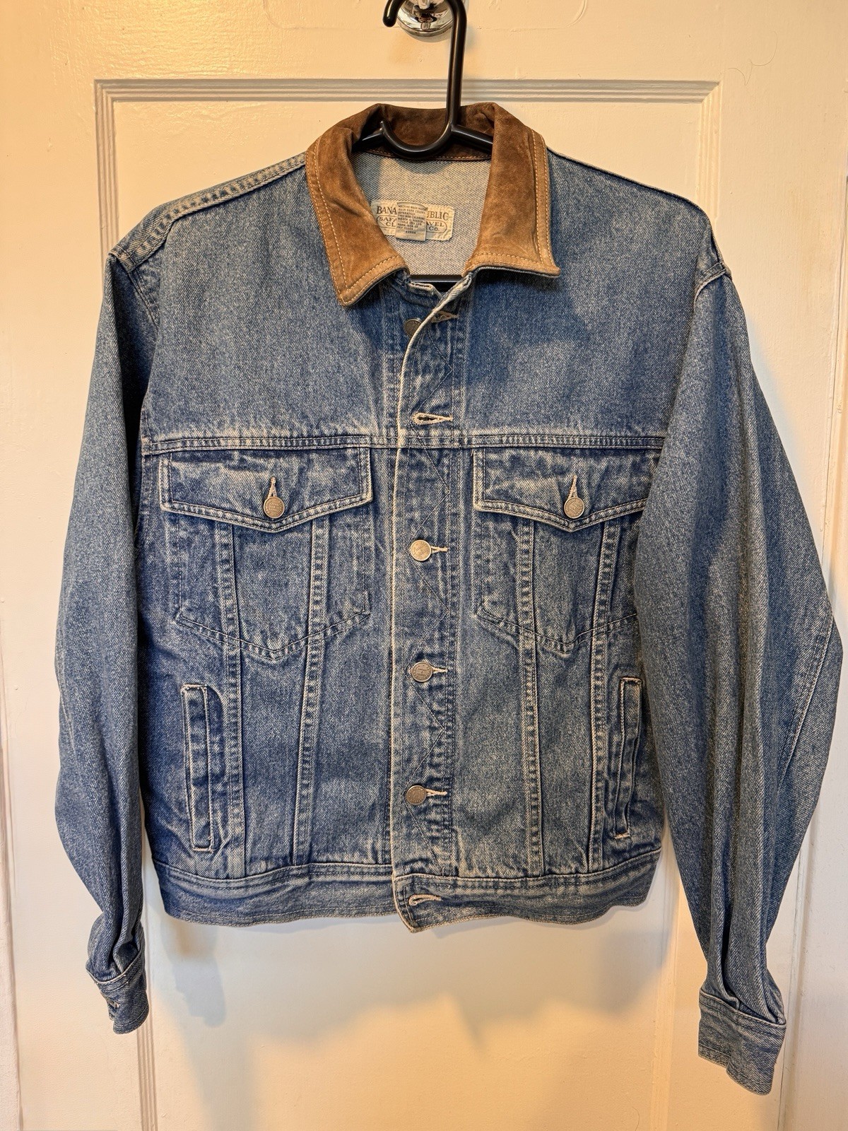 VTG Banana Republic Denim Jacket Mens Small Trucker Safari & Travel Clothing Co