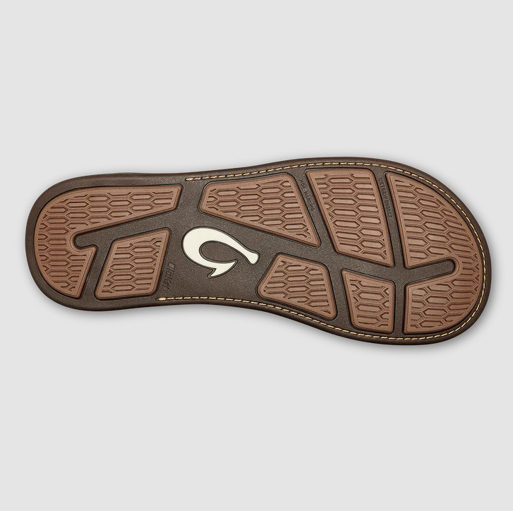 NEW OluKai Tuahine Men’s Waterproof Leather Sandals Toffee Comfort Flip Flops