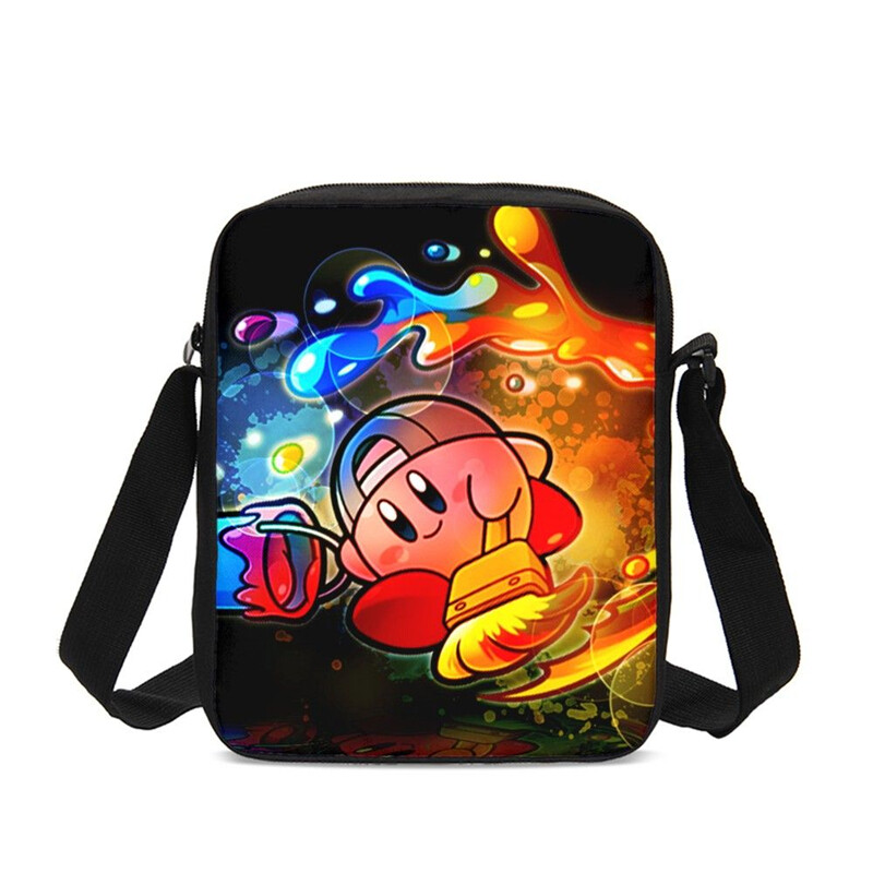 Cool Pink Kirby Cartoon Kids Backpack Insulated Lunch Bag Pen Bag Sling Bag Lot