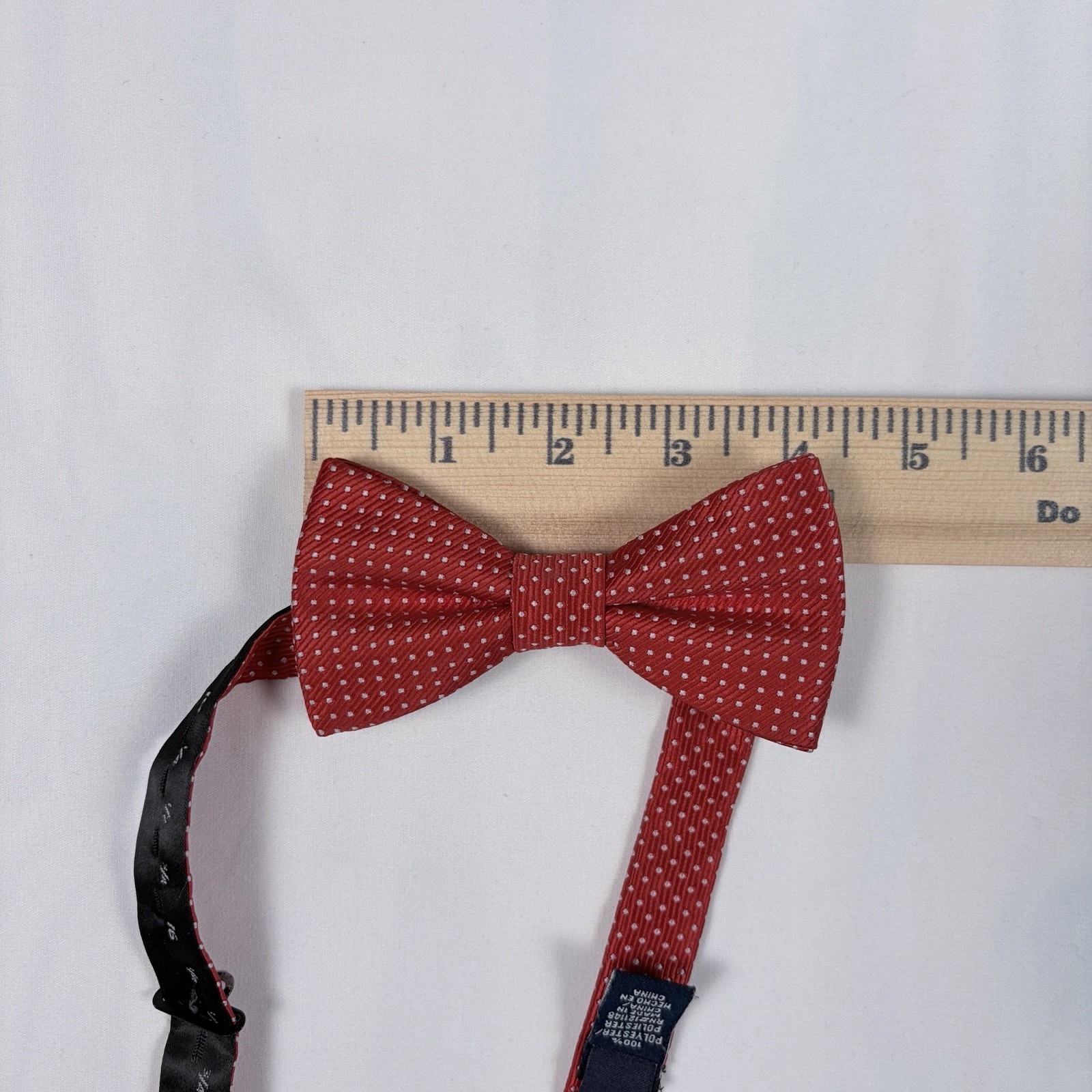 Stafford Bow Tie Red White Mirco Polka Dot Wide Pre-Tied Adjustable Formal