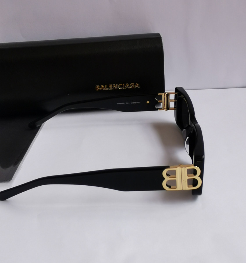 Authentic Balenciaga BB0096S Grey/Black Full-Rim Rectangle Unisex Sunglasses