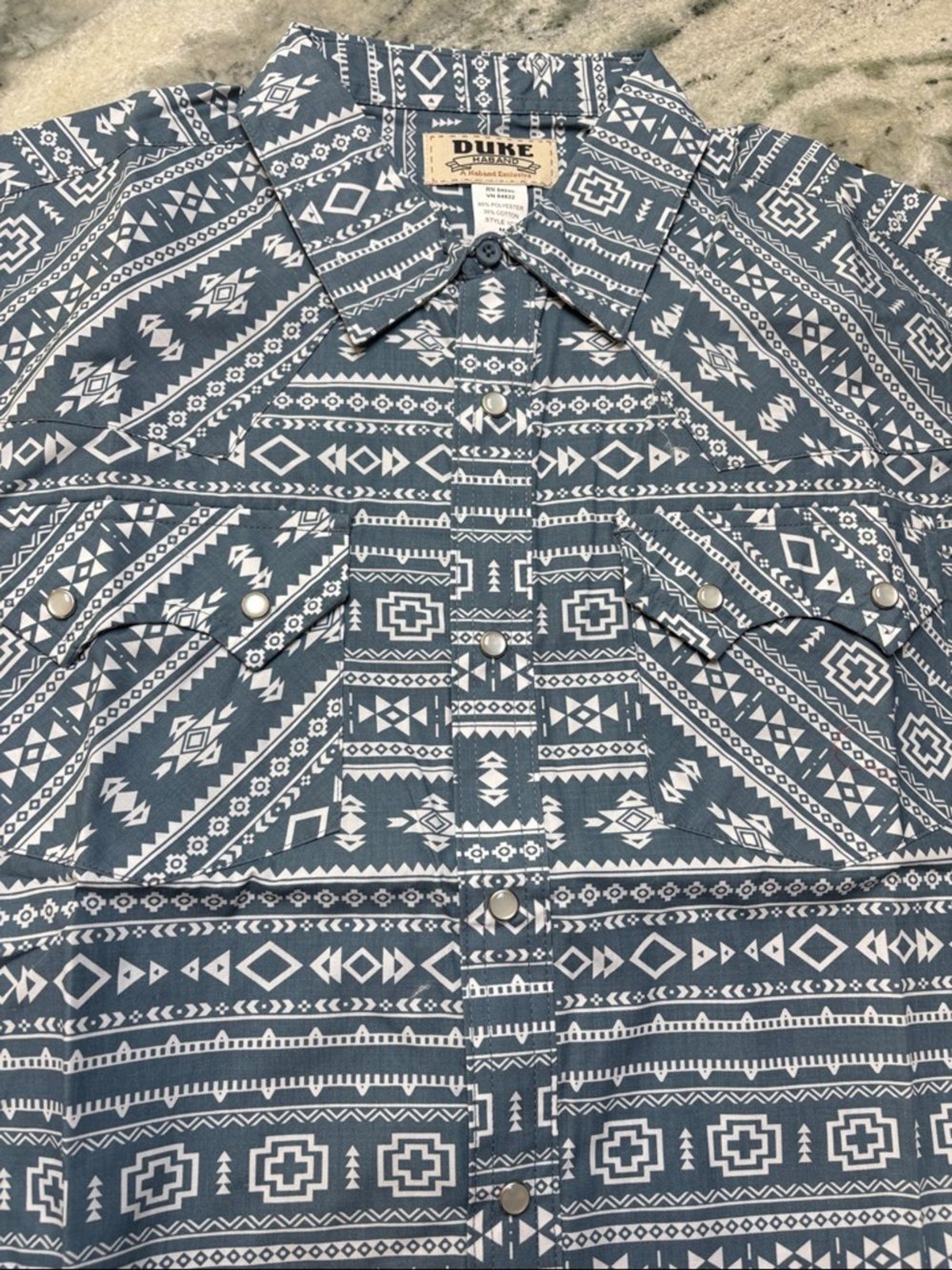 Durable Blue Aztec Print Button-Down Shirt by Dux