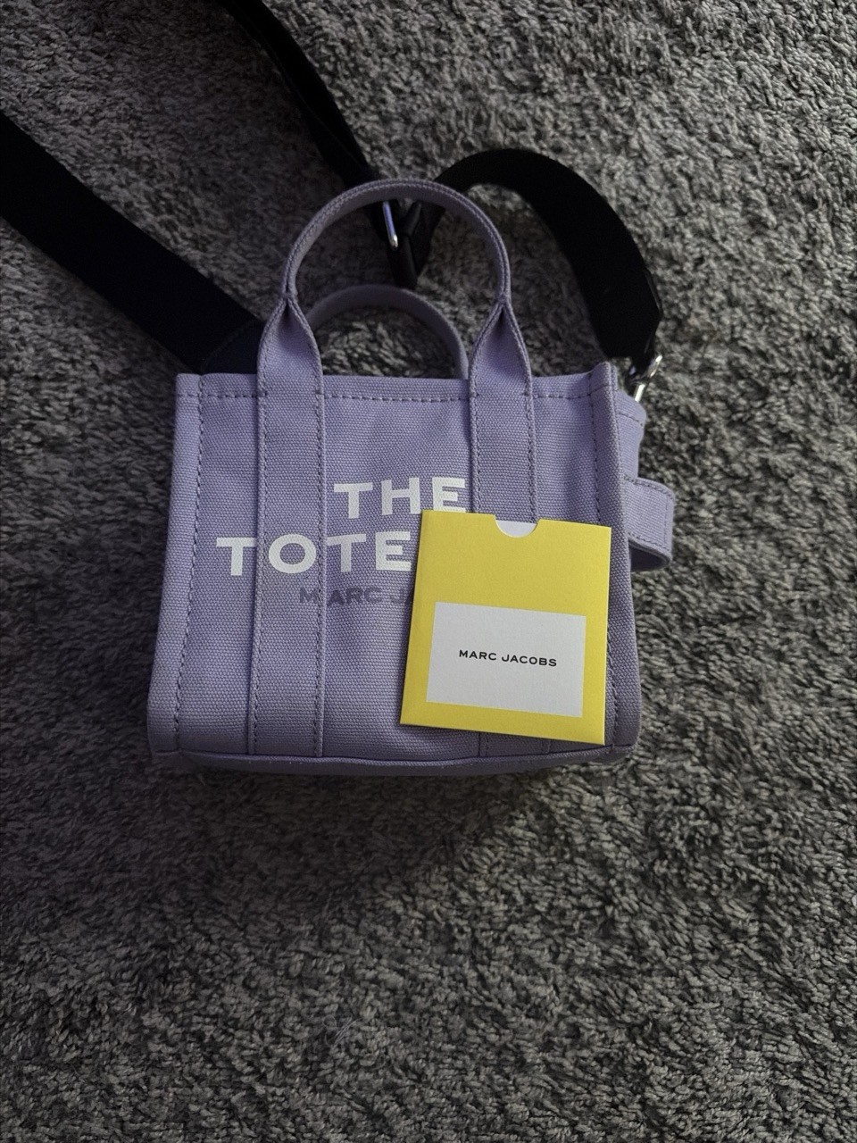 Marc Jacobs The Tote Bag Mini Purple Logo Tote w/ Detachable Strap, Top Handle