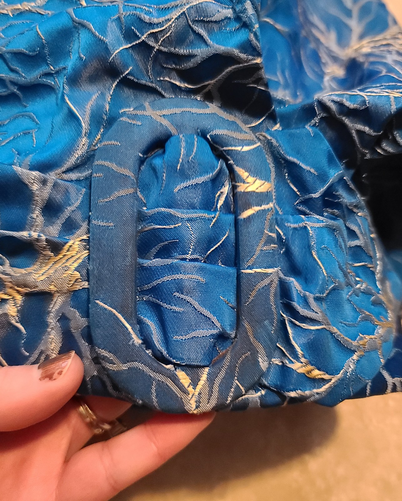 Rare VTG 50s FRANK USHER Blue Metallic Lightning/Branch/Neuron Jacquard Dress