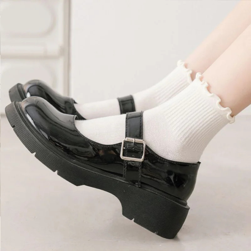 6× Cotton Ruffled Socks Ankle Socks Knitted Soft Ruffled Casual Women’s Sock USA