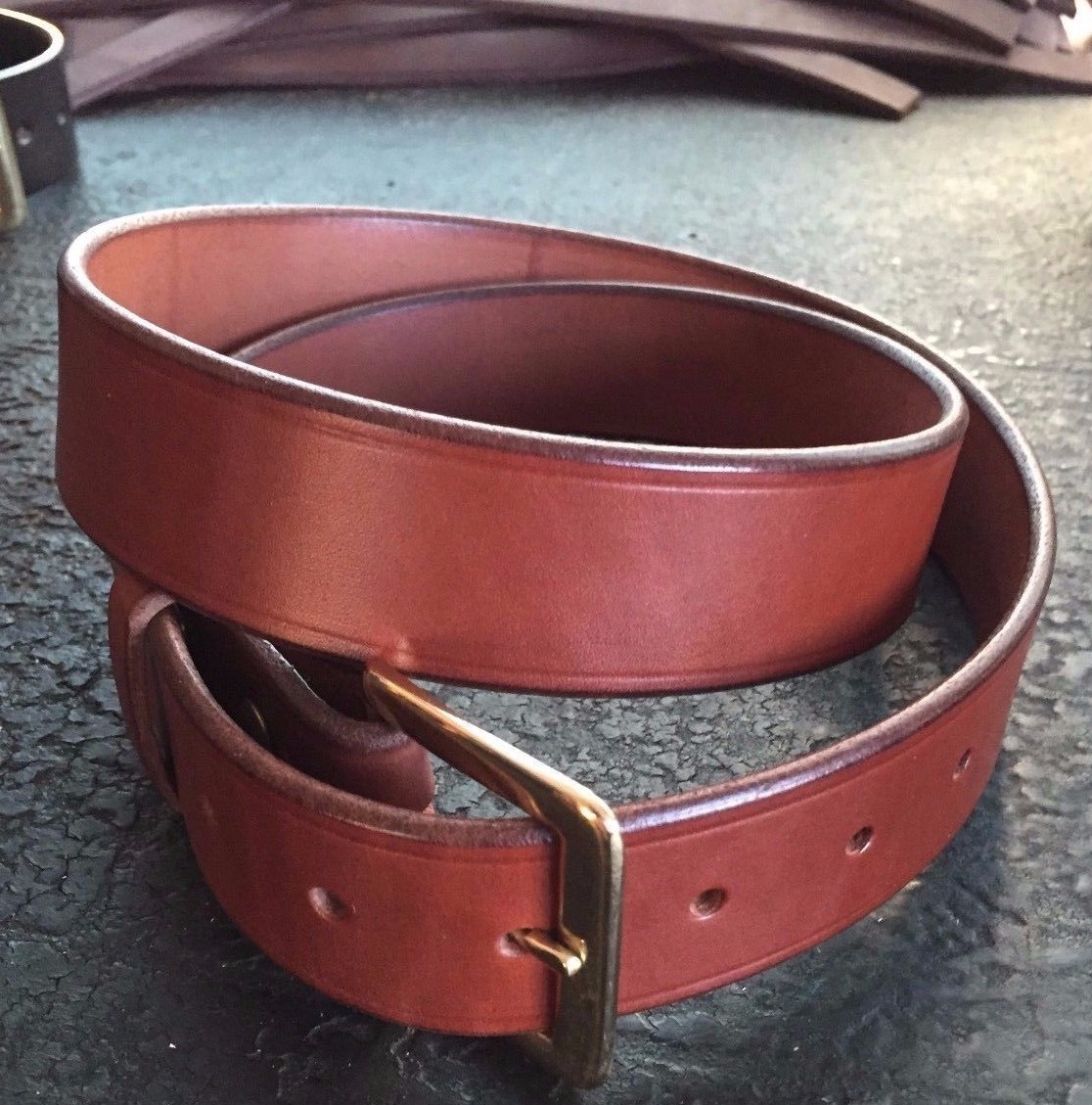 1 1/2″ HEAVY REAL LEATHER WORK GUN CCW HOLSTER DRESS BELT-AMISH HANDMADE-1.5