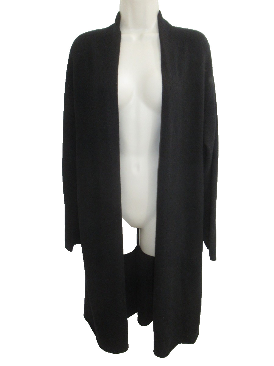 Neiman Marcus 100% Cashmere Black Open Front Cardigan Duster Plus Size 1X