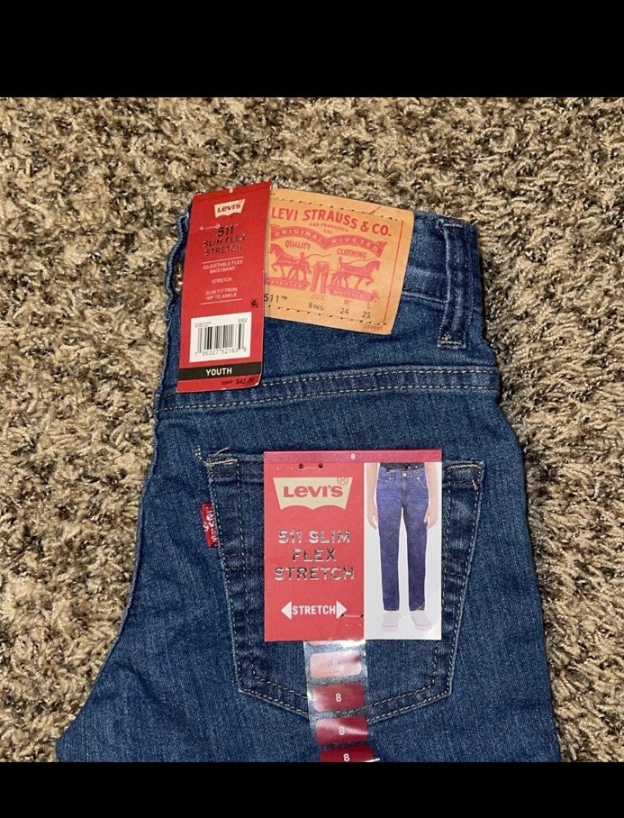 Levi’s Boy’s 511 Modern Slim Flex Stretch 5 Pocket Jeans Size 8 Del Ray New Levi