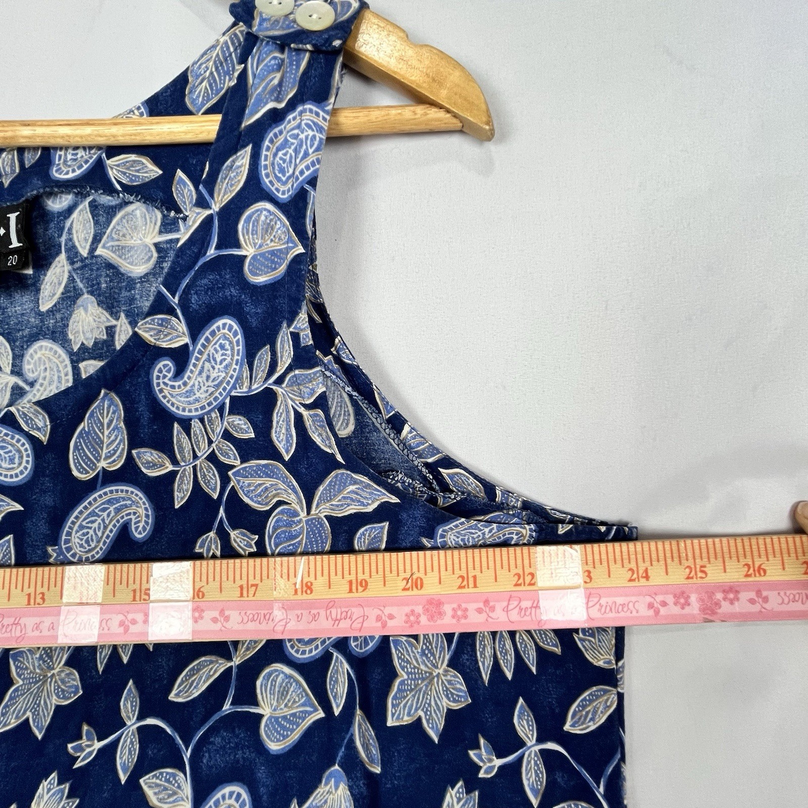 Blue Floral Paisley Maxi Dress Sleeveless Lightweight Plus Size 20
