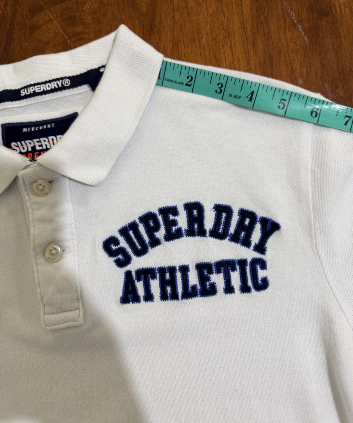 Superdry Premium Athletic Polo Shirt Men XXL Fits L/XL White Distressed Varsity