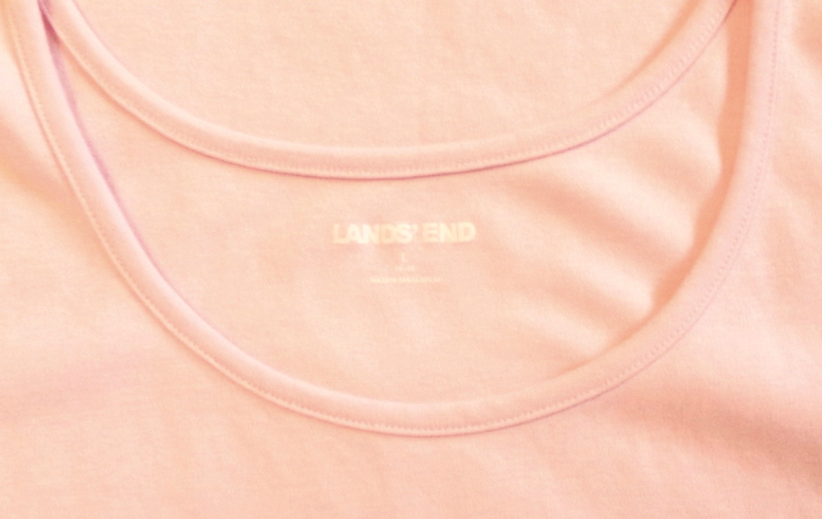 Lands End Scoop Neck Tank Top 100% Cotton Clear Pink Lg EUC