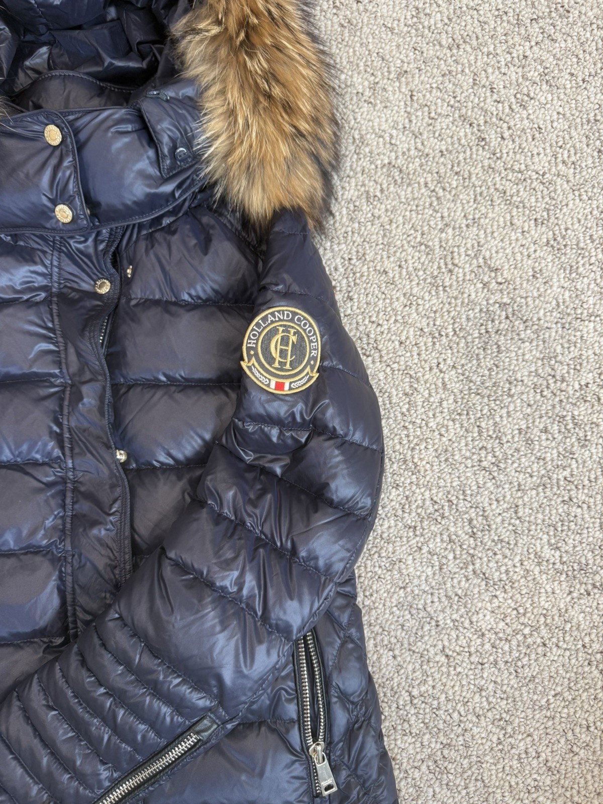 Holland Cooper St Moritz 2 Long Padded Coat Jacket Faux Fur Hood RRP £449
