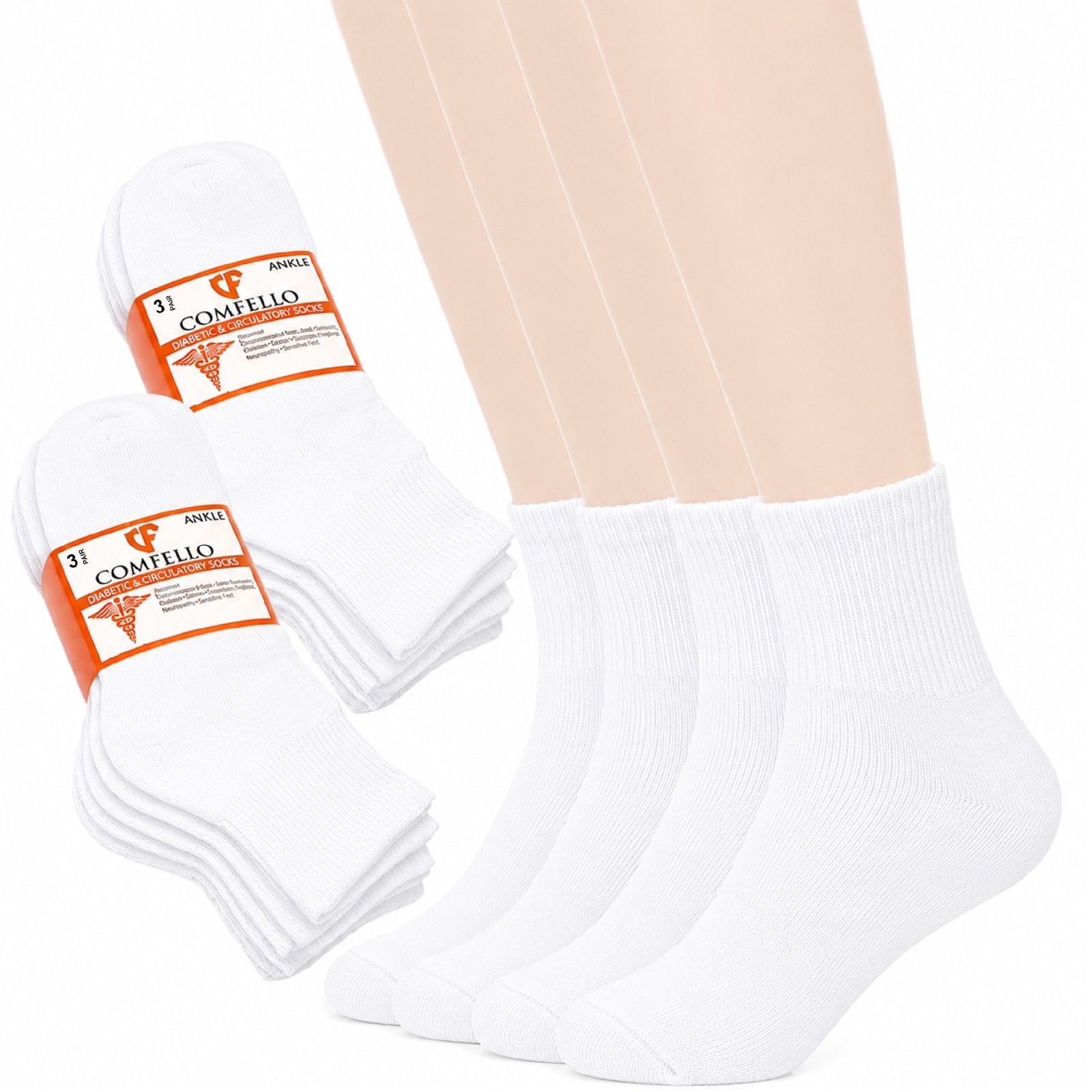 3 Pack Diabetic Quarter Sock For Mens Womens Circulatory Cotton 9-11 10-13 13-15