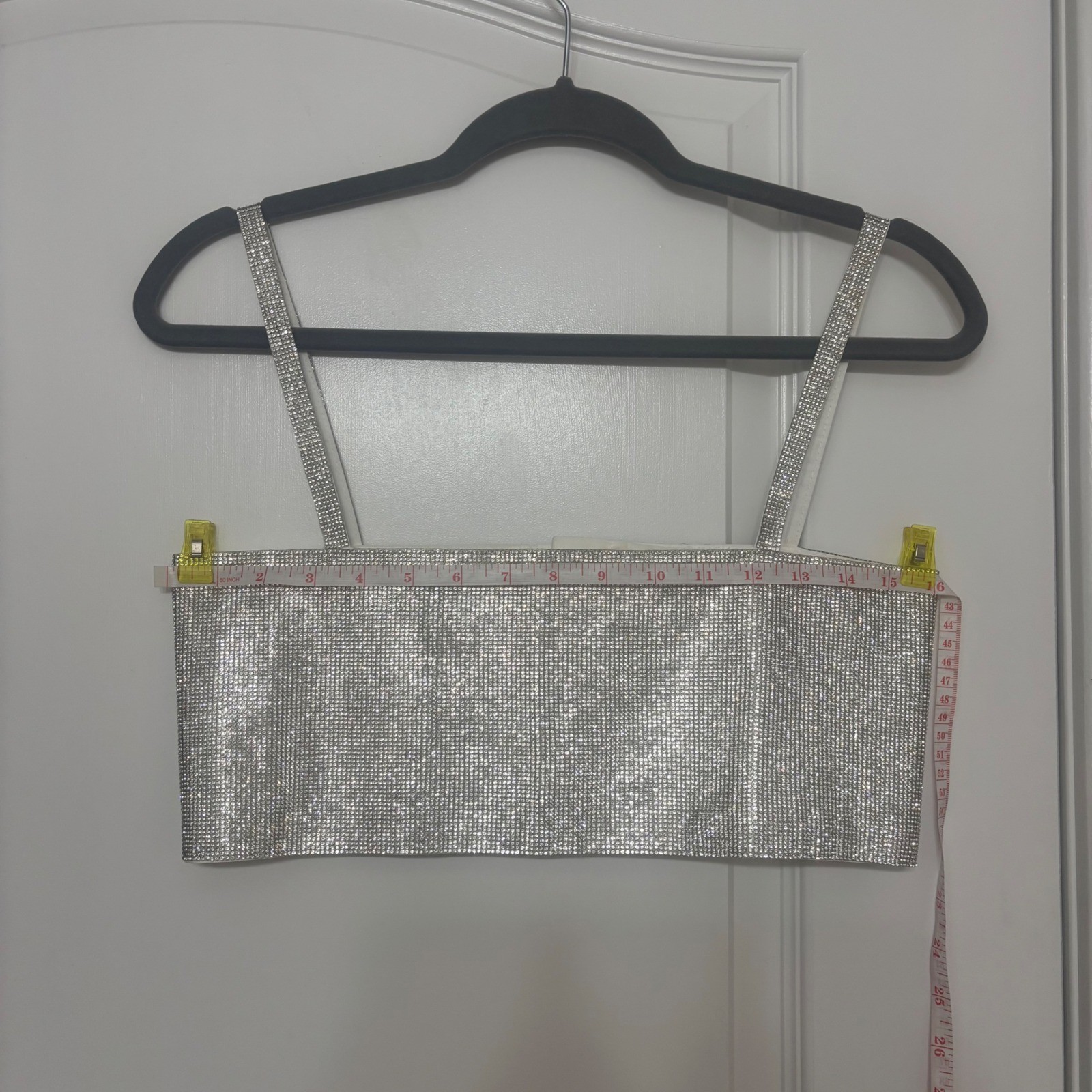 12th Tribe Silver Rhinestone Crystal Sparkly Crop Top Bralette Festival Season