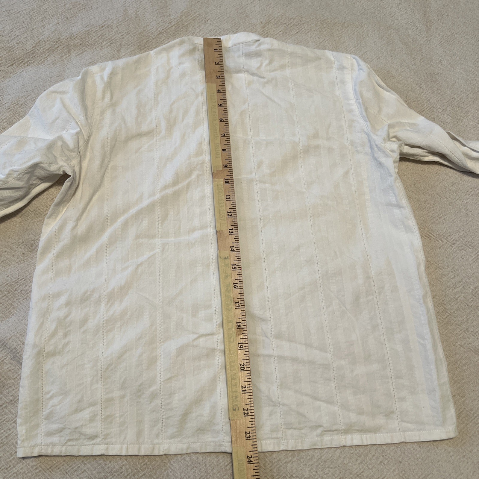 Sz 10 Embroidered 100 Cotton Ivory Button Down Rouch Sleeve Detail