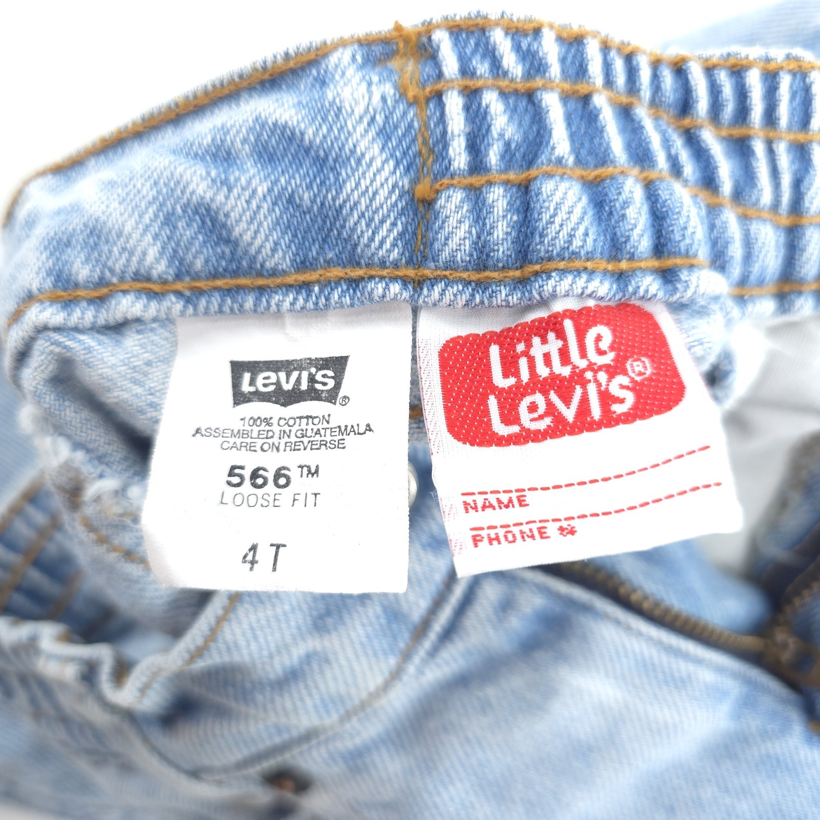 Vintage Little Levis 566 Loose Fit Jeans 4T Blue Light Wash Made In USA 90s