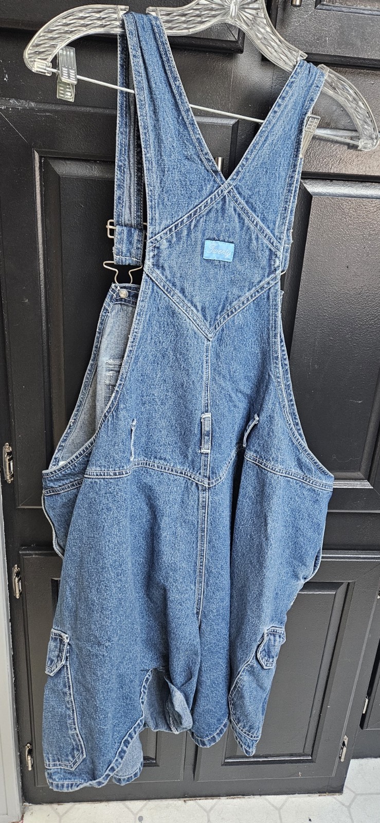 Vintage Womens 26/28 48×6 Y2K Looney Tunes Tweety Bird Denim Short Bib Overalls