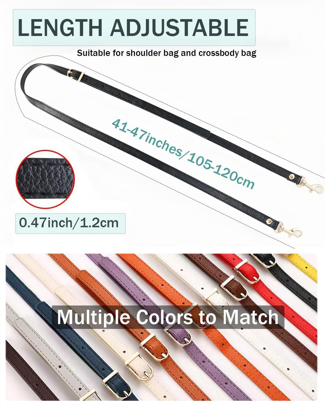 Leather Purse Strap Replacement Black Leather Crossbody Strap Adjustable