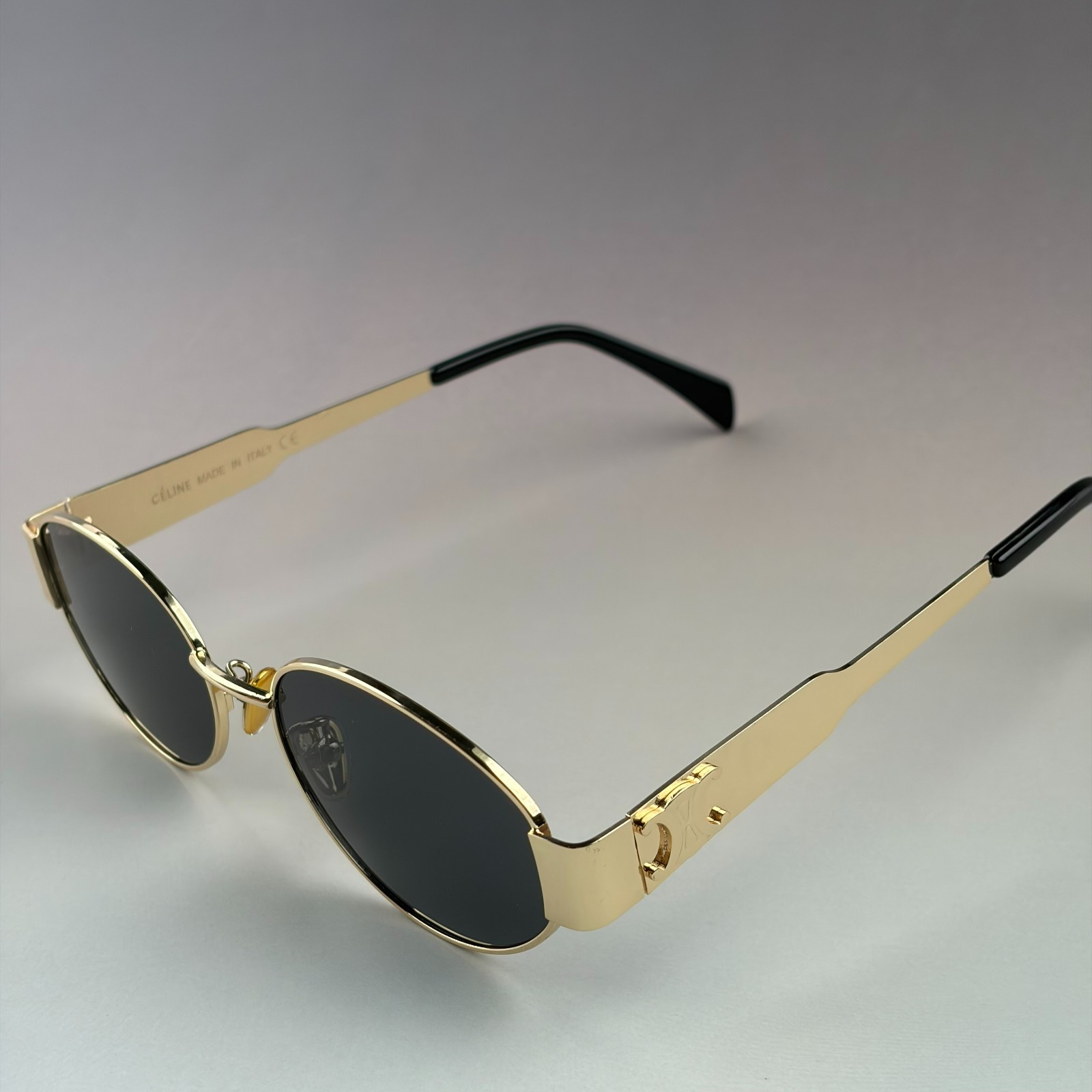 New In Box – Celine Women Men Sunglasses Triomphe Gold Metal Oval Frame Driving
