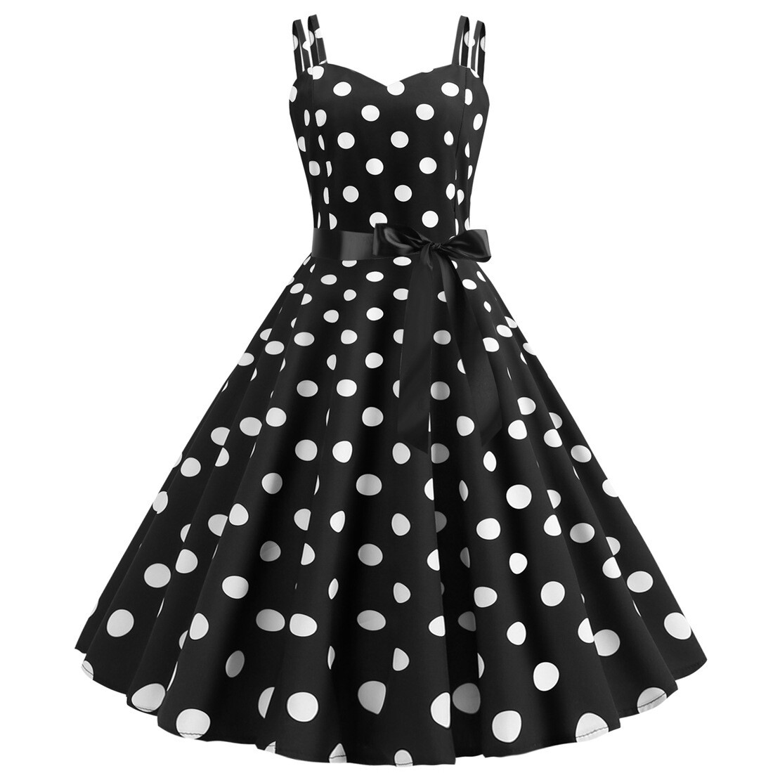 Women Vintage Dress Retro Style Rockabilly Party Swing Cocktail Polka Dots Dress