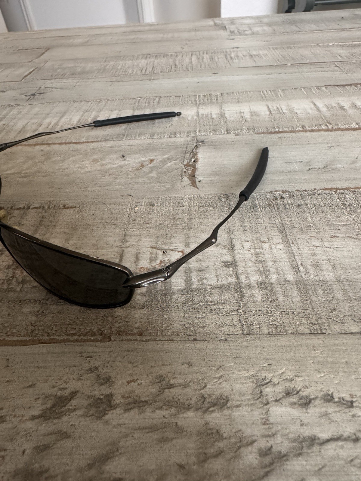 Oakley Whisker Pewter Black Sunglasses Frames 12-849 60-19 Polarized Metal Oval