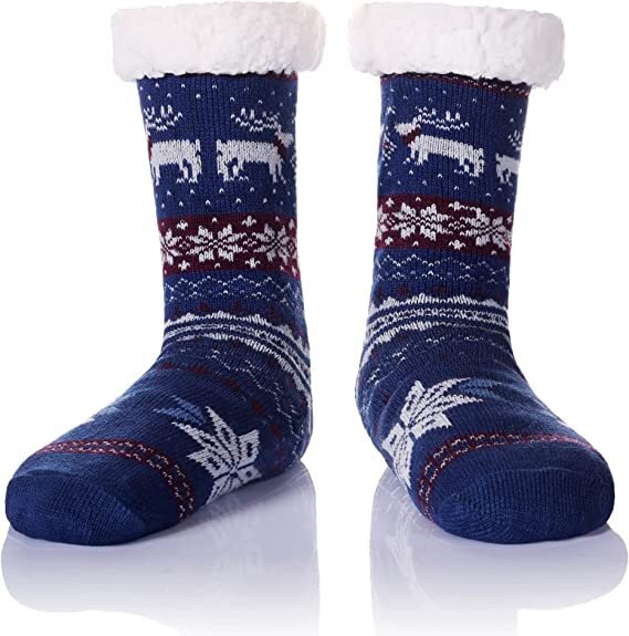 Mens Winter Sherpa Fleece-lined Cozy Fuzzy Thermal Slipper Socks Size 7-13 Lot