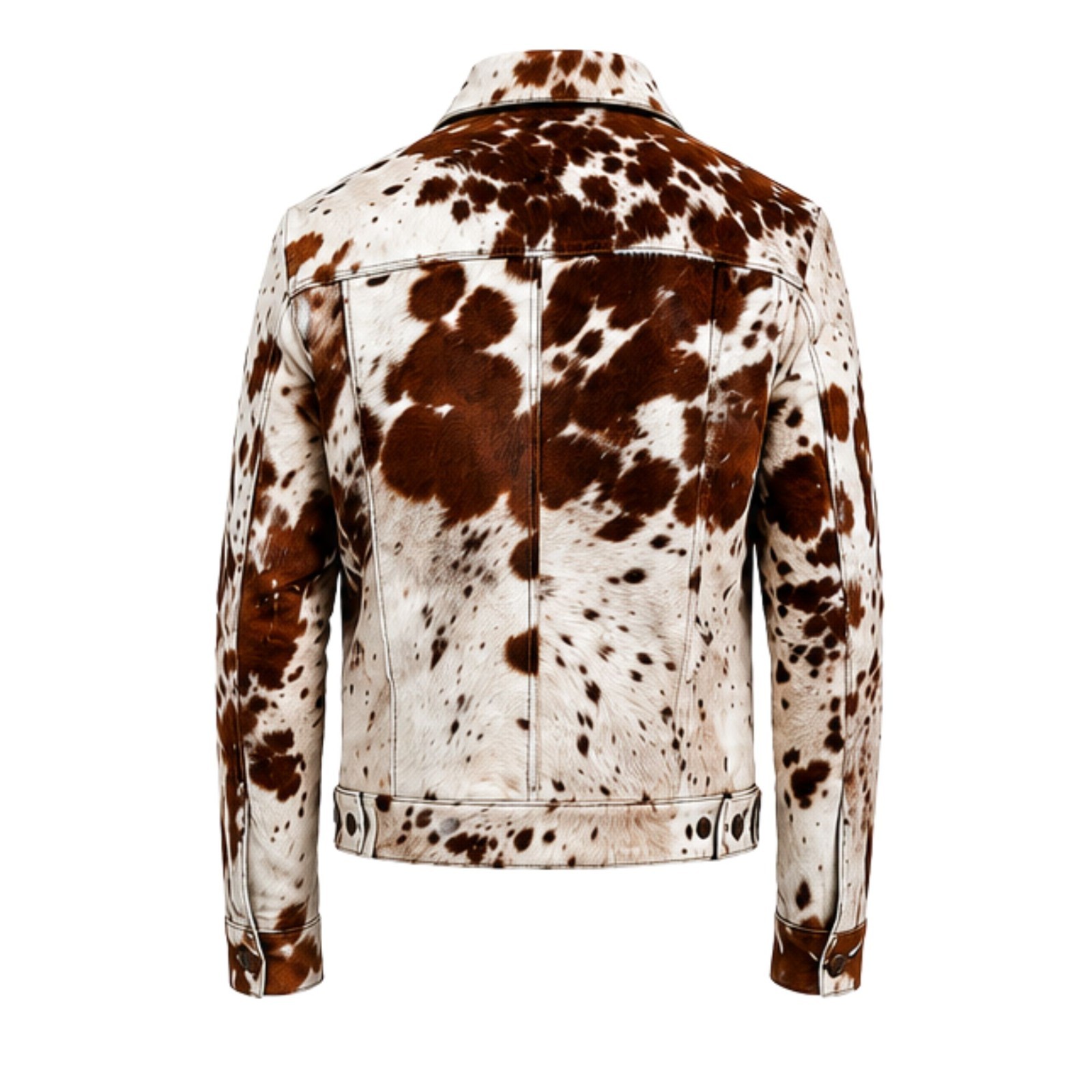 Men’s Cow Print Leather Jacket – Real Hair-On Cowhide, Stylish Pony Skin Western