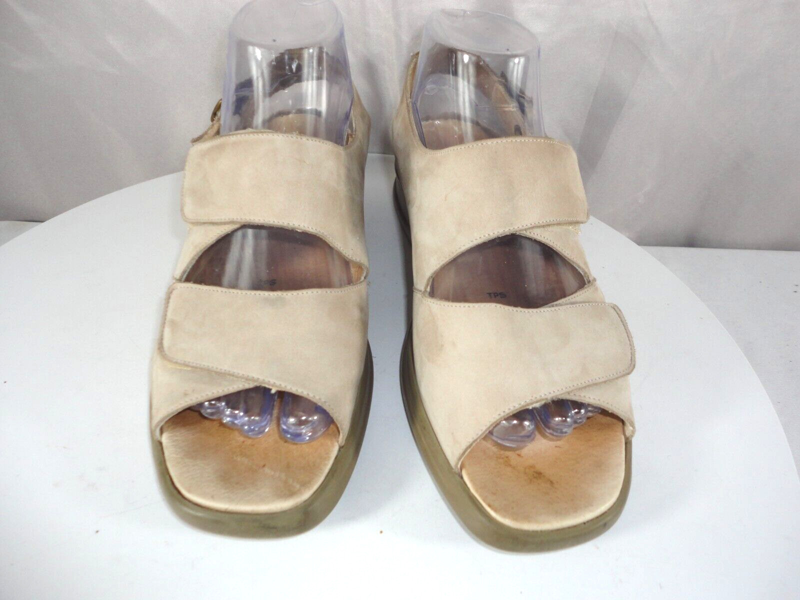 Fits By Theresia M Nubuck Leather Wedge Sandals Genua Two Strap Women’s Size 7 M