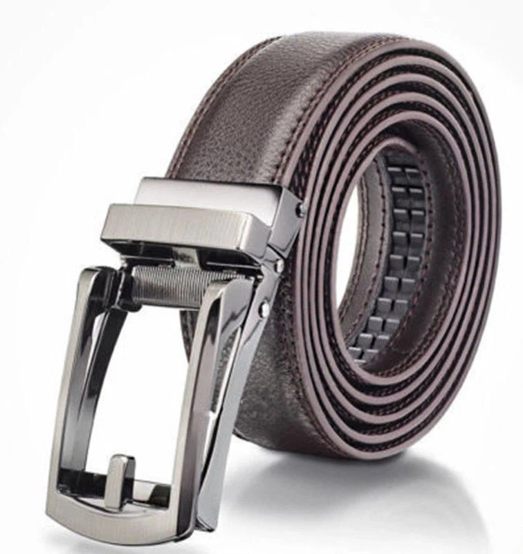 28″-50″ Men’s Leather Ratchet Dress Belts Automatic Buckle Click Sliding Belt