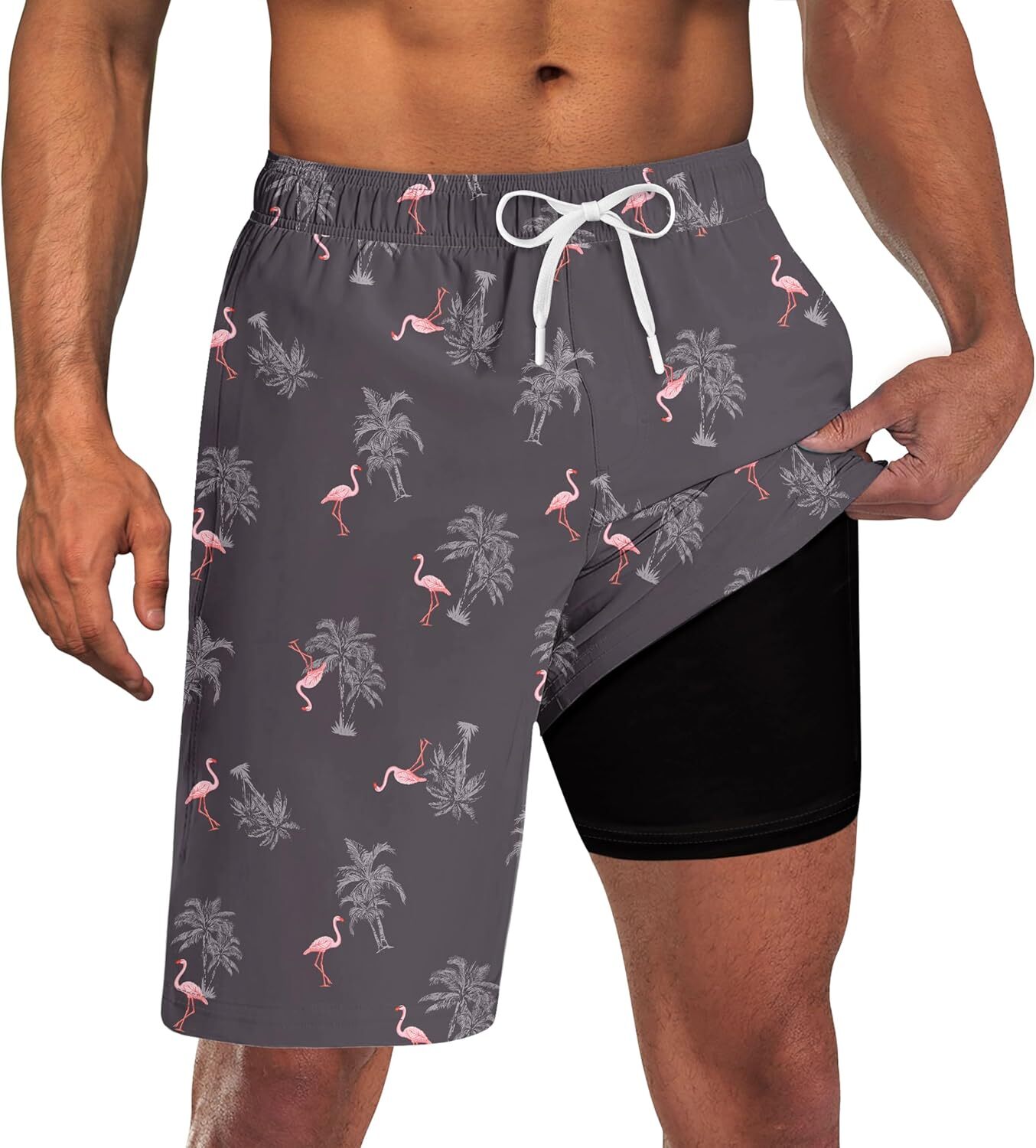 Mens Swim Trunks Quick Dry Compression Liner Pockets 9” Inseam M-3XL UPF 50+