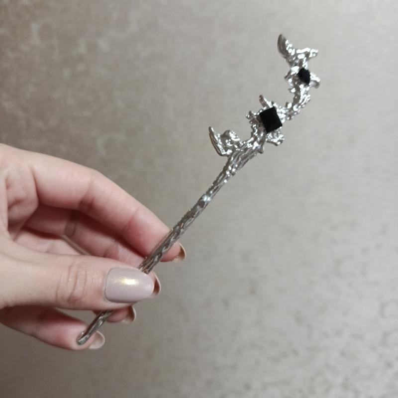 Classic Black & Silvery Gothic Crown Branch Hairpin 17 Cm