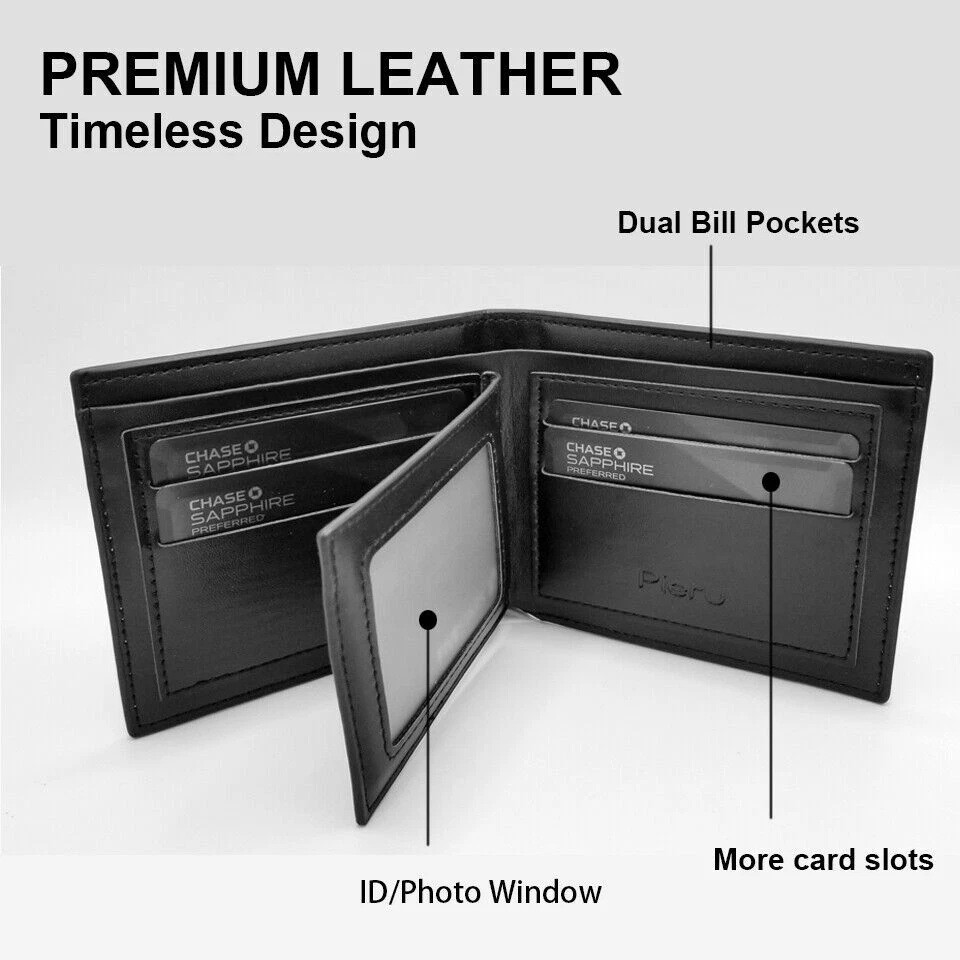 Men’s Carbon Fiber Leather RFID Blocking Slim Bifold Wallet Card Holder