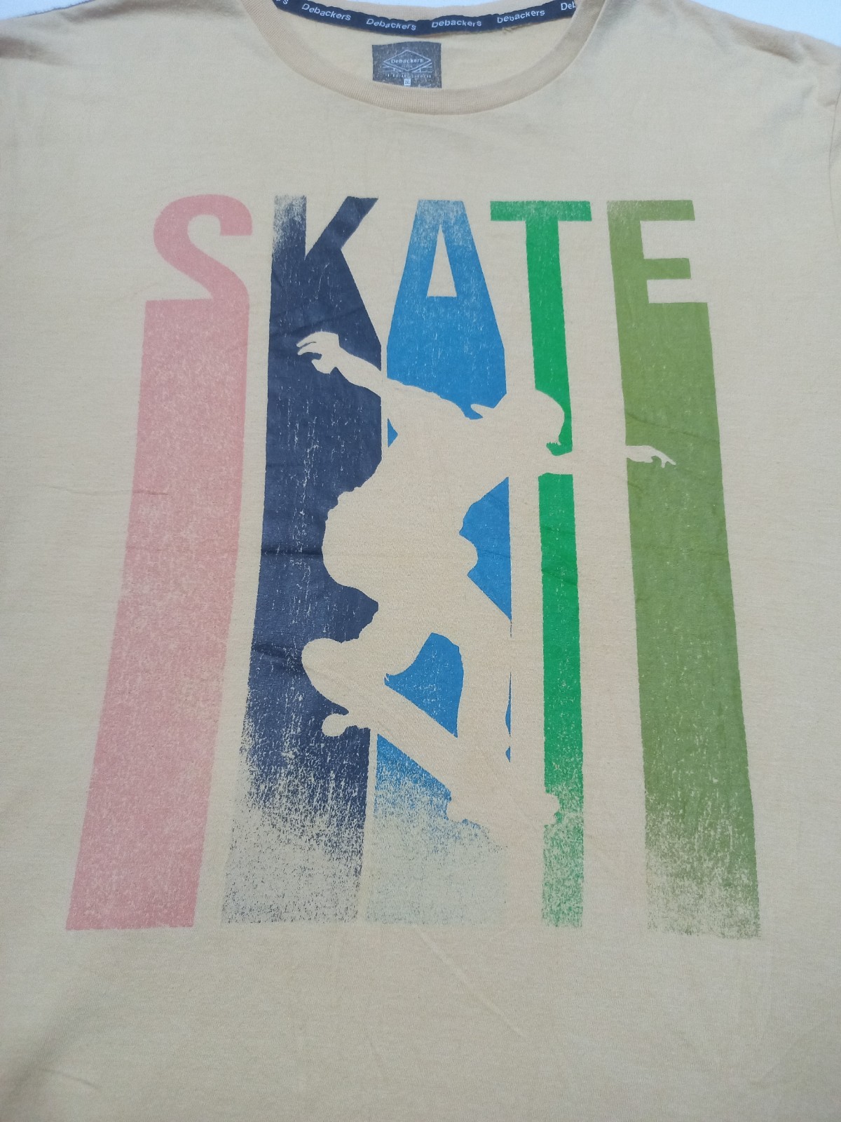 Debackers SKATE Graphic T-Shirt Men’s 2XL Beige Vintage 90s Style Skater Tee