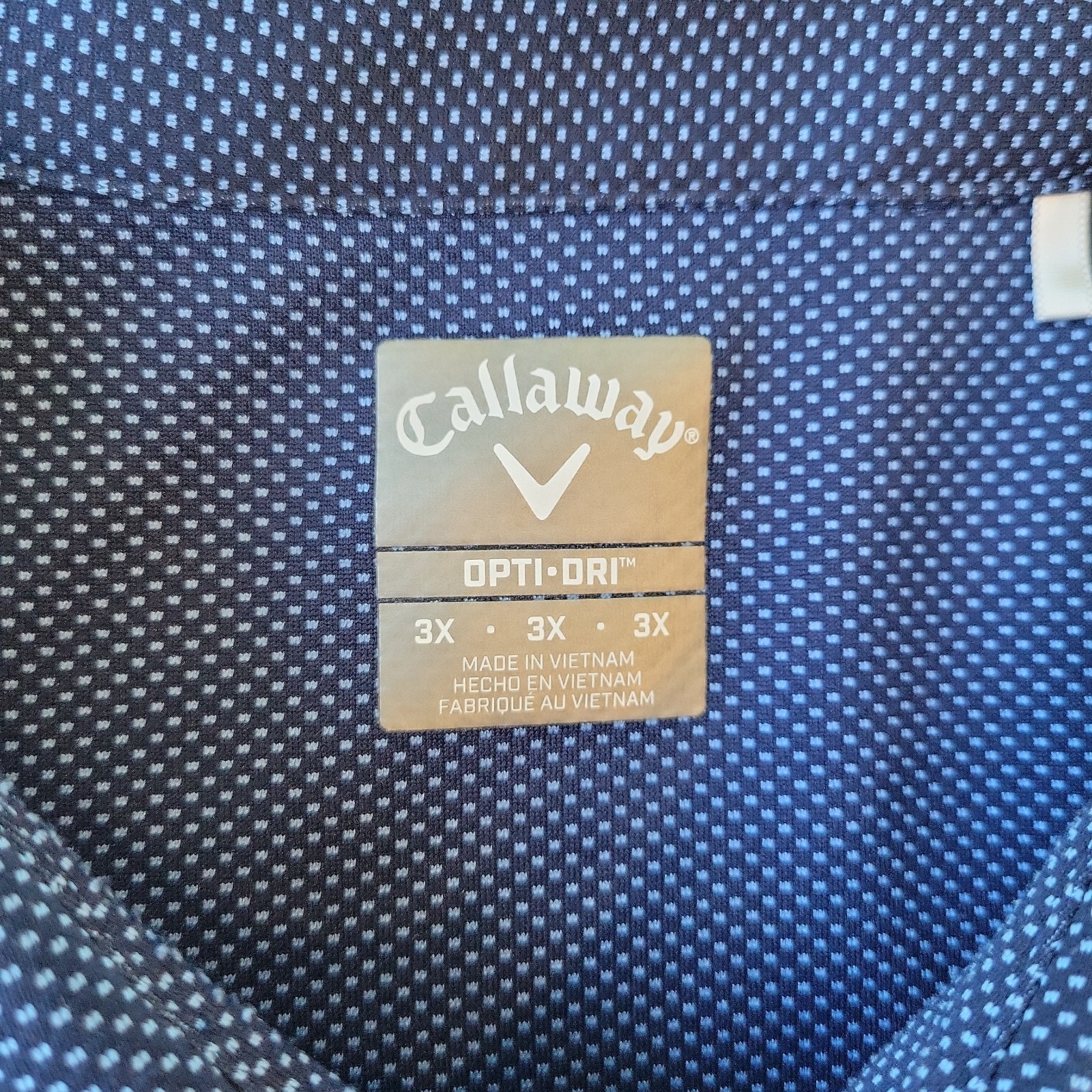 Callaway Polo Shirt Men’s 3X Opti Dri Blue Dotted Performance Golf Stretch Big